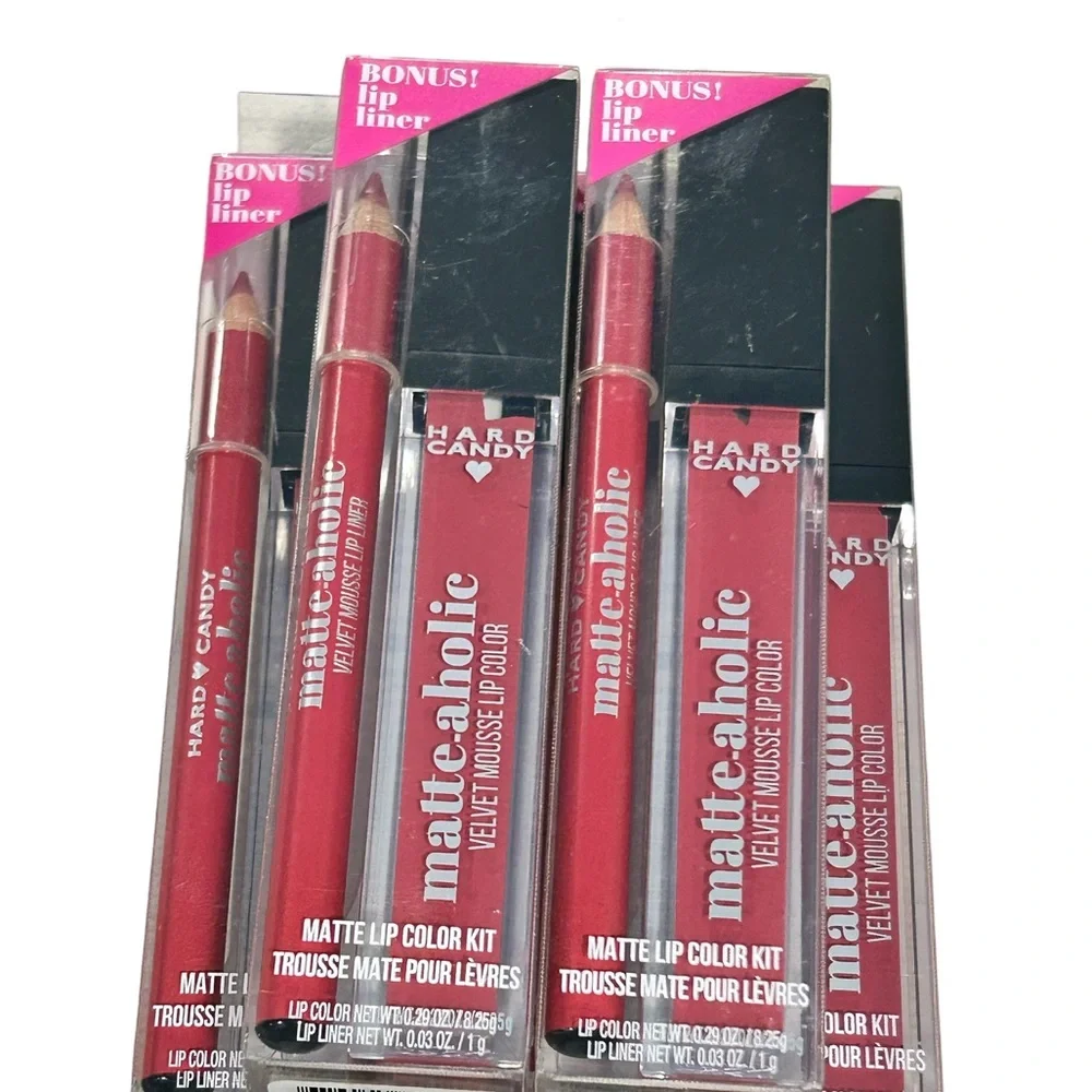 5 Hard Candy Matte-aholic Velvet Mousse Lip Color Kit W/ Bonus Lip Liner